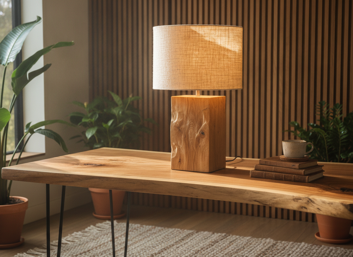 Een tafellamp van massief hout kiezen voor warm natuurlijk licht