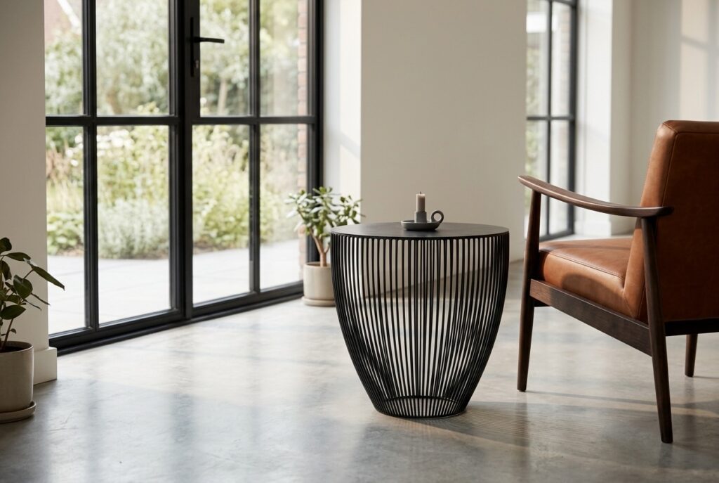 Antonino Sciortino Bingo Bijzettafel Ø 50 cm, Zwart in een modern interieur, woonkamer