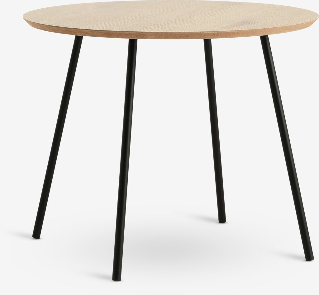 Bijzettafel NYBO Ø55 warm eiken kleur/zwart van JYSK