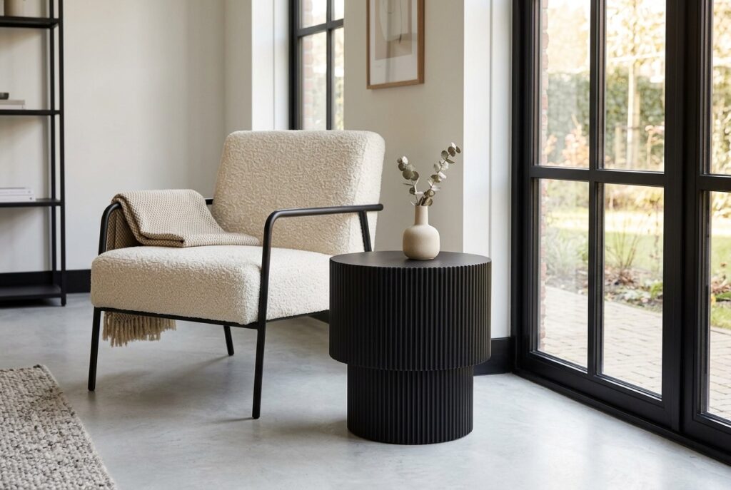 Bijzettafel Rimini Zwart in een modern interieur, woonkamer