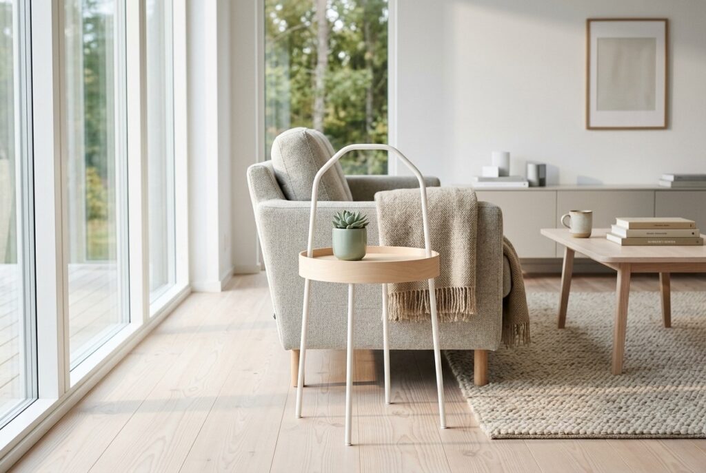 BURVIK Tafeltje, wit 38 cm in een scandinavisch interieur, woonkamer