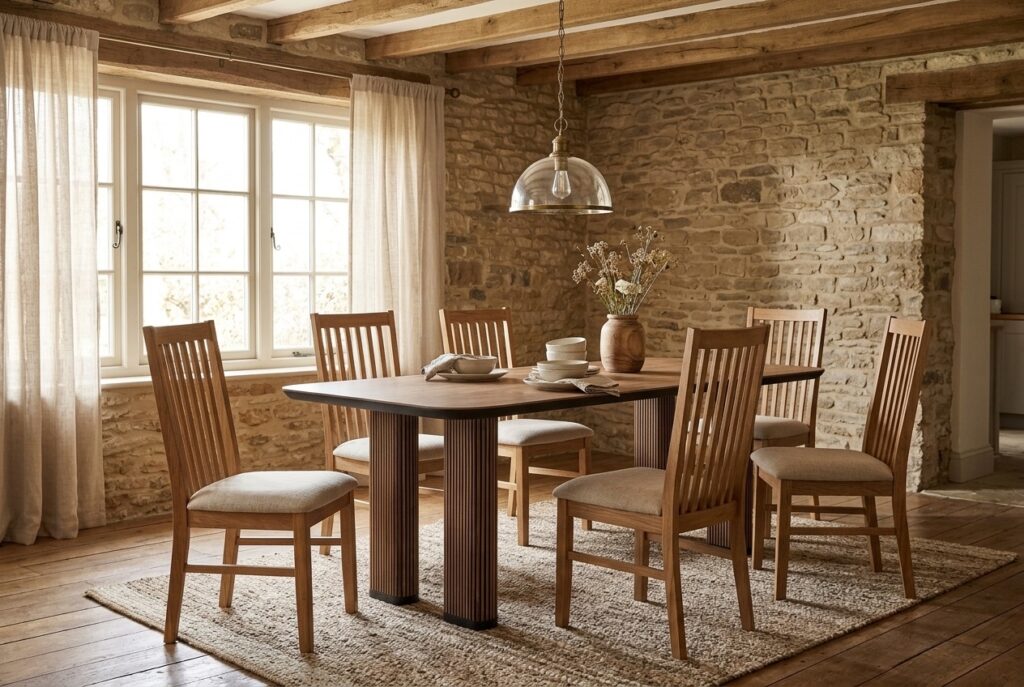 Eettafel Adel in een landelijk interieur, eetkamer