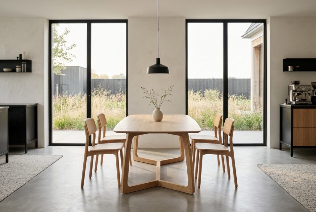 Eettafel Ruby oak 220×100 cm in een modern interieur, eetkamer