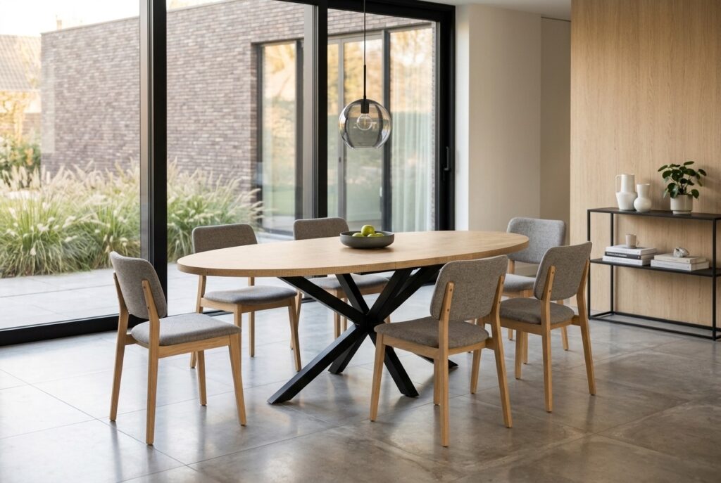 Eettafel Viano uitschuifbaar in een modern interieur, eetkamer