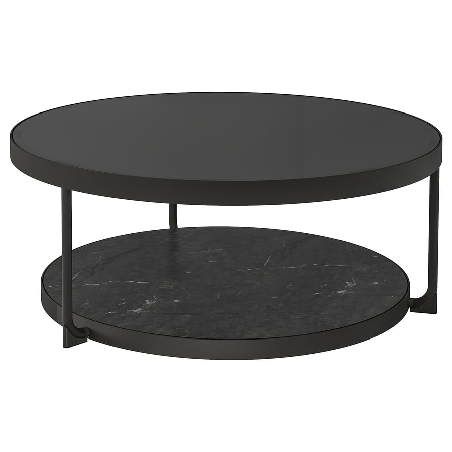 FRÖTORP Salontafel - antraciet marmerpatroon/zwart glas 88 cm van IKEA