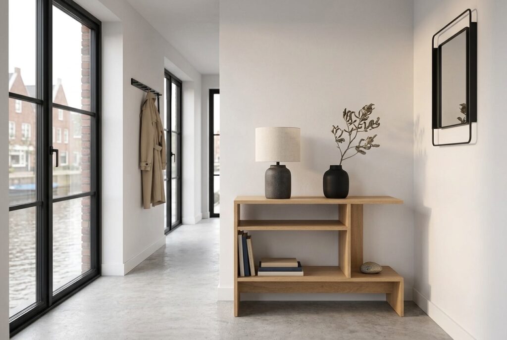 HOLMERUD Tafeltje, eikenpatroon 80×31 cm in een modern interieur, hal
