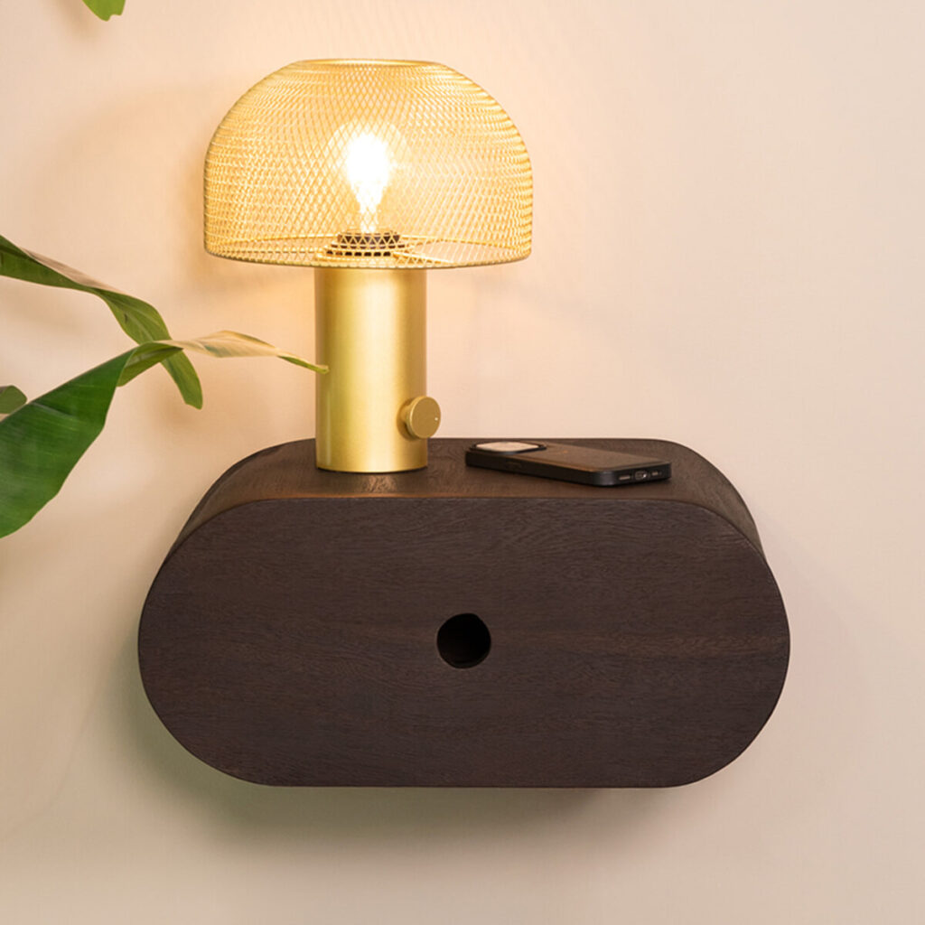 LABEL51 Zwevend Nachtkastje 'Rise' Mangohout, Met 1 lade van Sohome