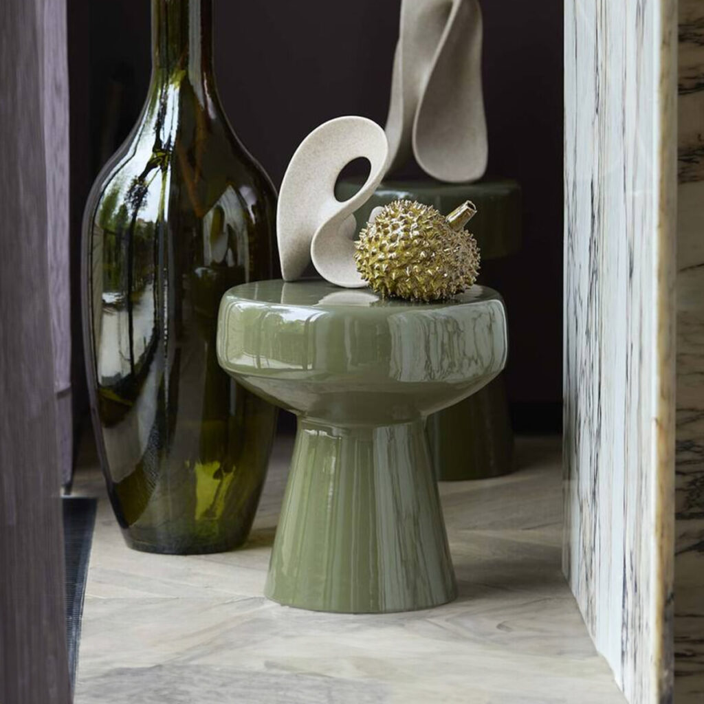 Light & Living Bijzettafel 'Dakwa' 38cm, kleur Olijfgroen van Sohome
