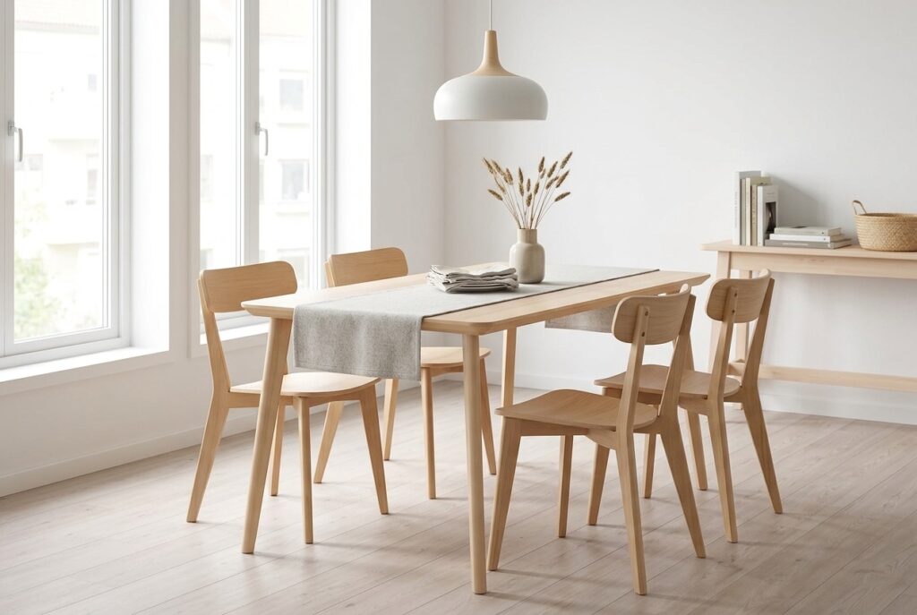 LISABO Tafel, essenfineer 140×78 cm in een scandinavisch interieur, eetkamer