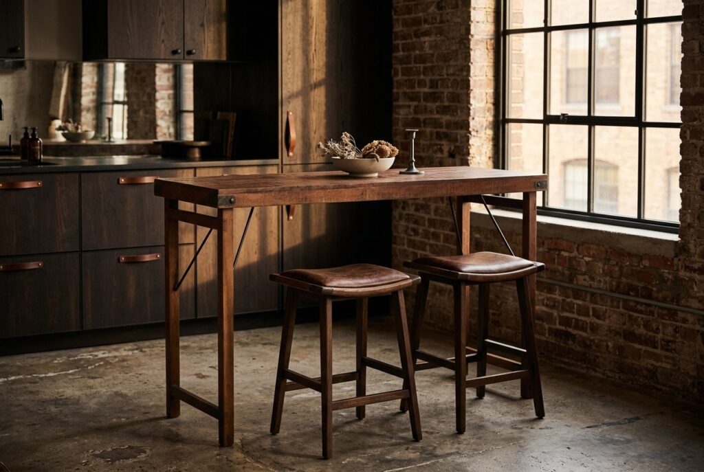 Markt bartafel bruin in een industrieel interieur, keuken