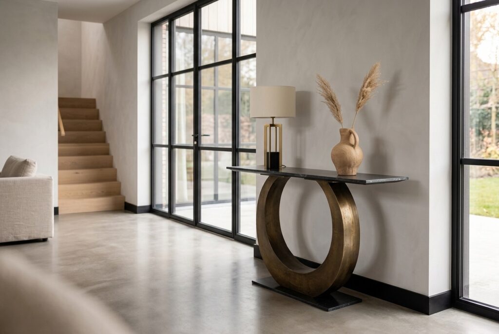 Richmond Sidetable ‘Luna’ Marmer, 140cm in een modern interieur, hal