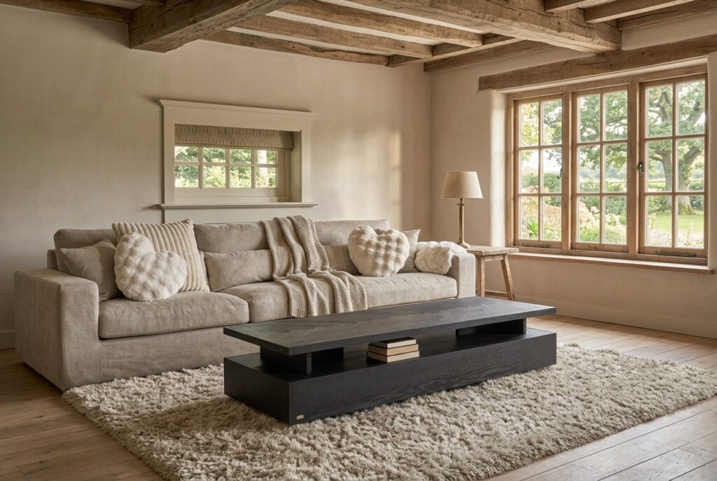 Rivièra Maison Salontafel ‘5th Avenue’ Eikenhout, 200 x 70cm in een landelijk interieur, woonkamer