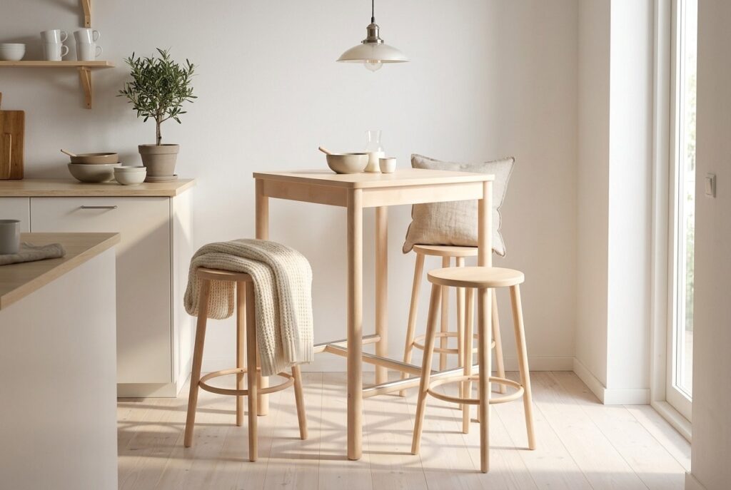 RÖNNINGE Bartafel, berken 75×75 cm in een scandinavisch interieur, keuken