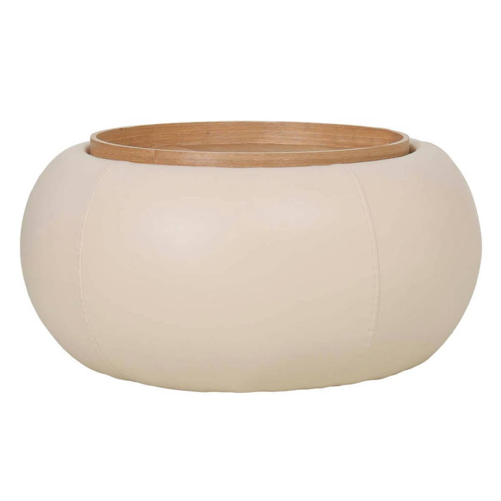Salontafel Draby - Rond Beige/Naturel - Incl. Opbergruimte - 73cm van Wehkamp