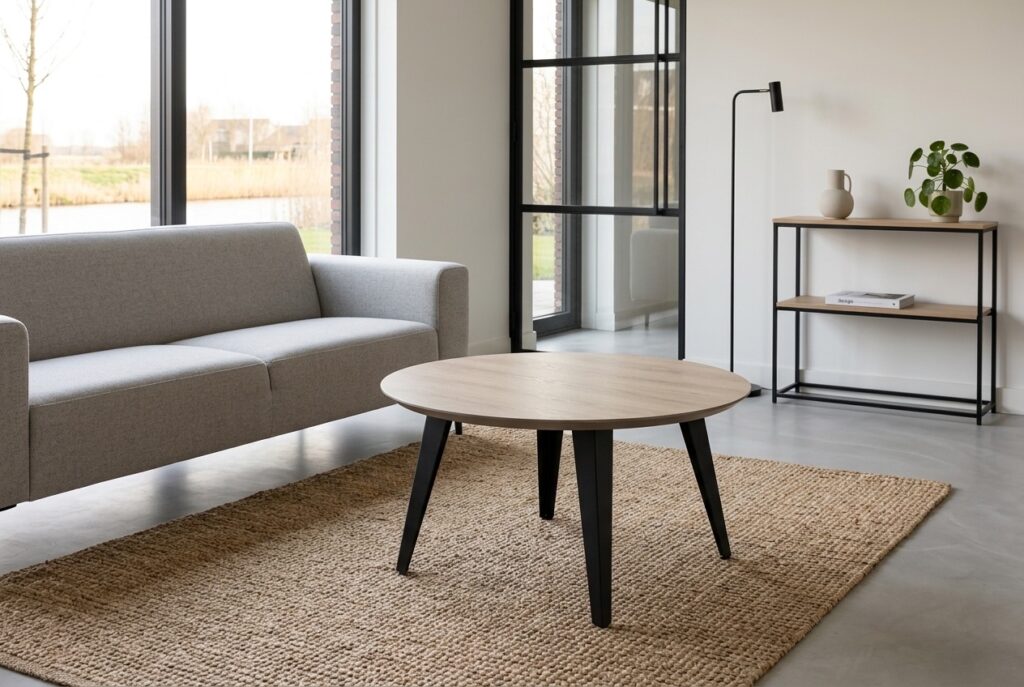 Salontafel Luna Rond in een modern interieur, woonkamer