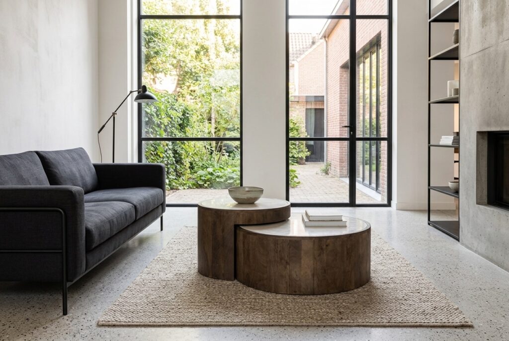 Salontafelset Hedira in een modern interieur, woonkamer
