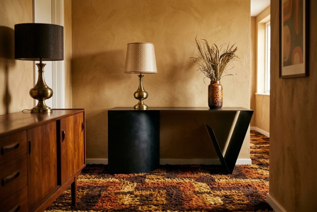 Sidetable Eloy H50xB120xD50cm in een retro interieur, hal