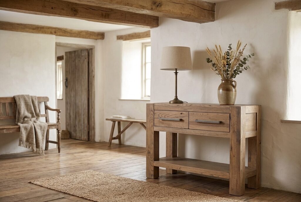 Sidetable Roots in een landelijk interieur, hal