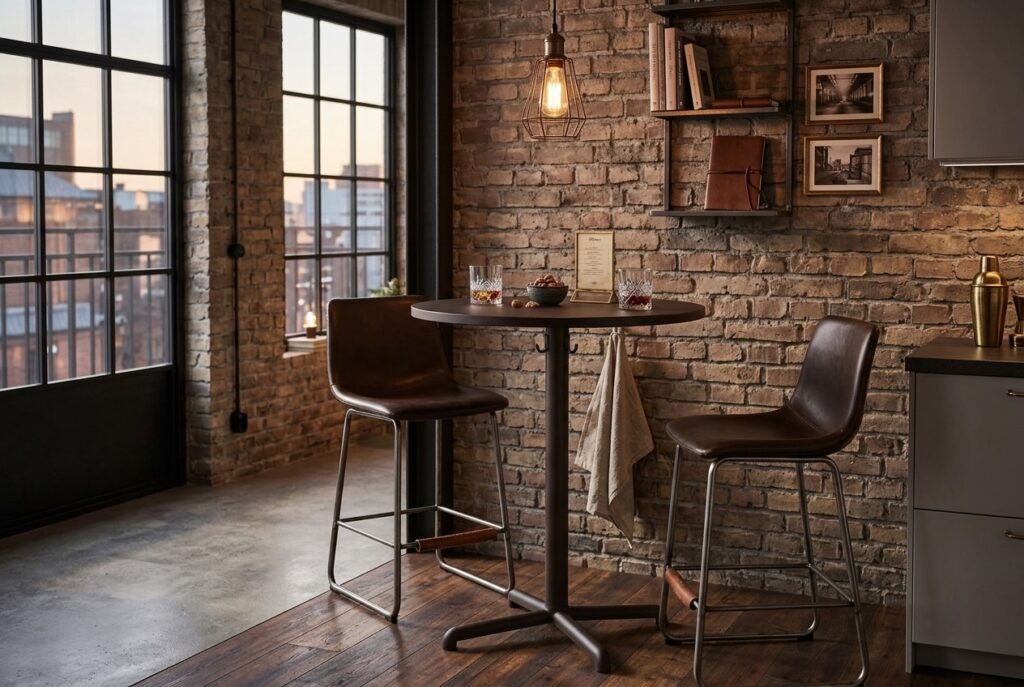 STENSELE Bartafel, antraciet/antraciet 70 cm in een industrieel interieur, keuken