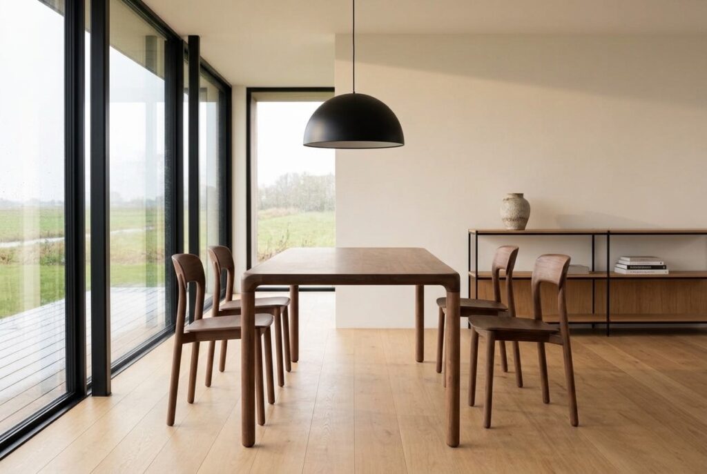Storm Eettafel, 220 x 90 cm, Donkerbruin in een modern interieur, eetkamer