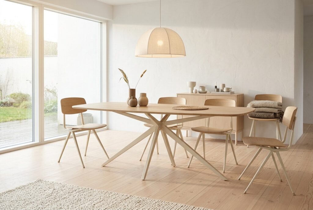 WOOOD Deens Ovale Eettafel ‘Tablo’ Eikenhout, 220 x 100cm in een scandinavisch interieur, eetkamer