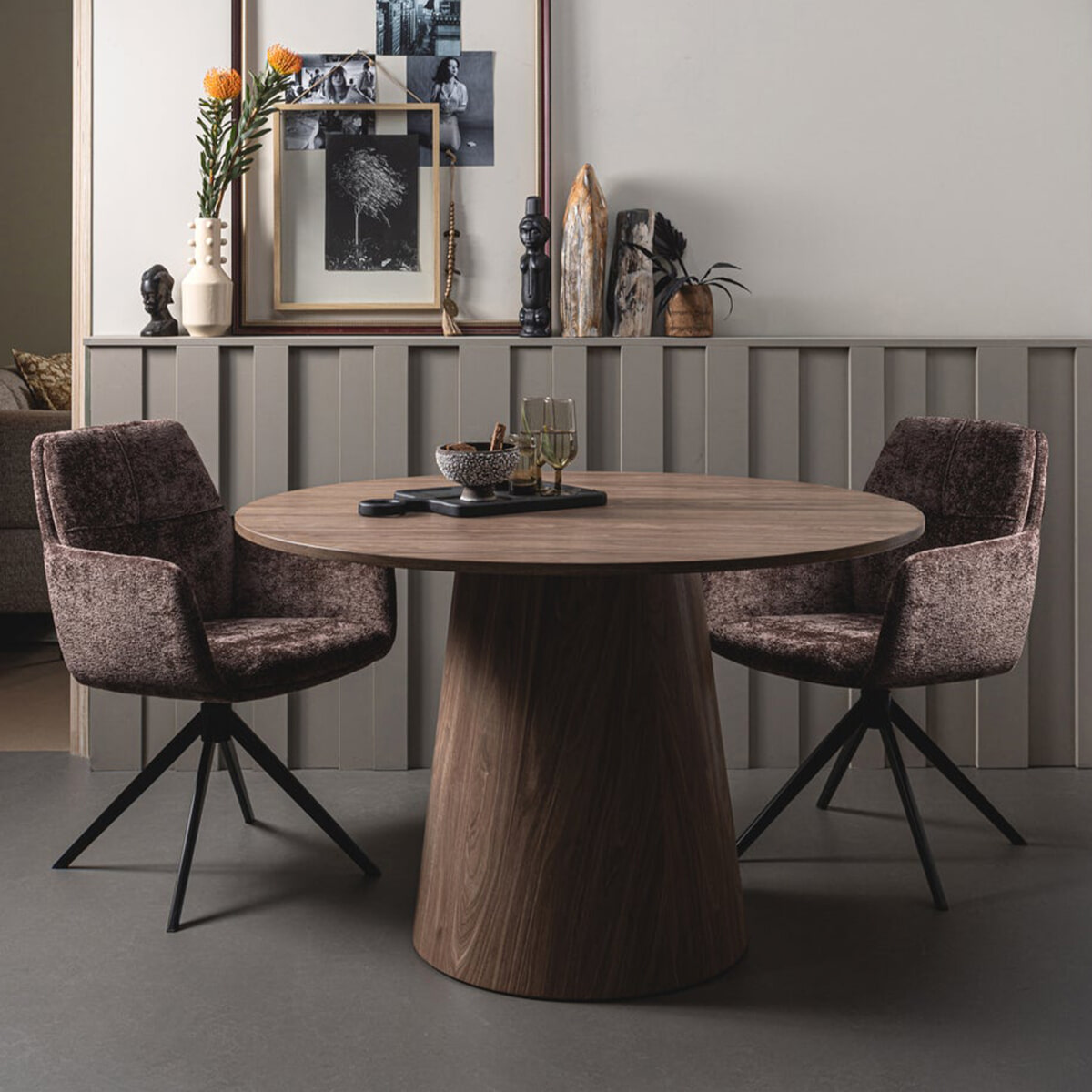 WOOOD Ronde Eettafel 'Maan' 120cm, kleur Walnoot van Sohome
