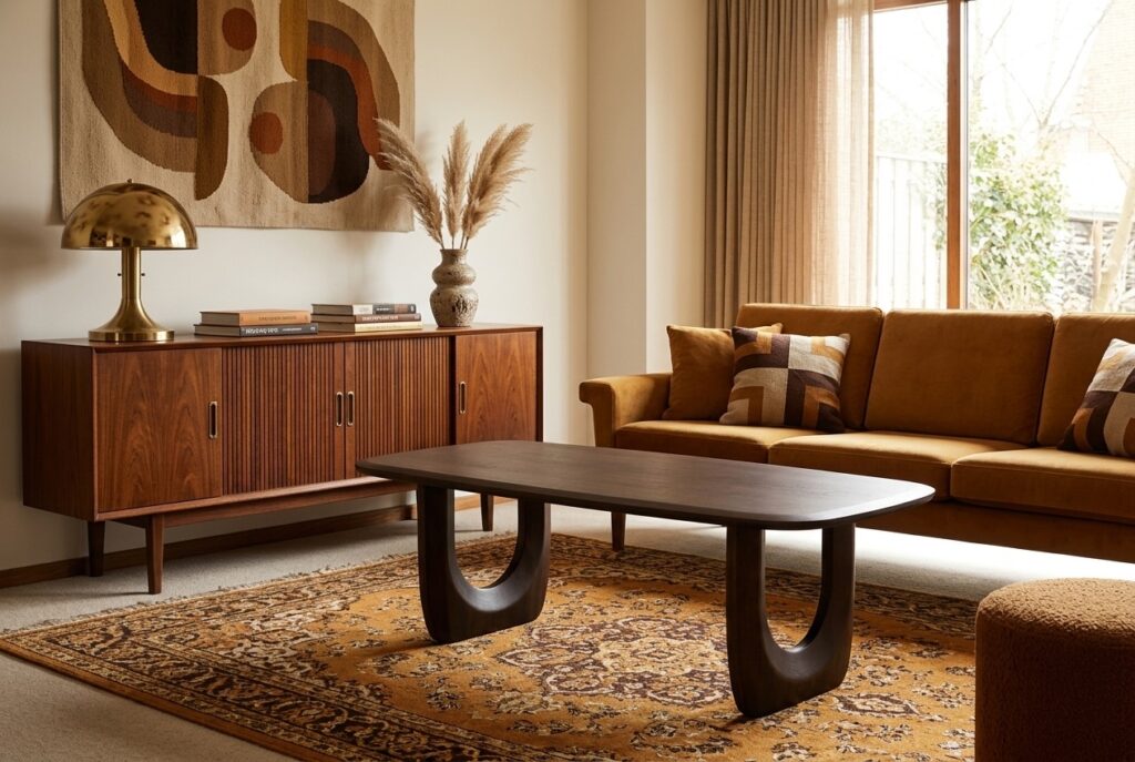 WOOOD salontafel Frequent in een retro interieur, woonkamer