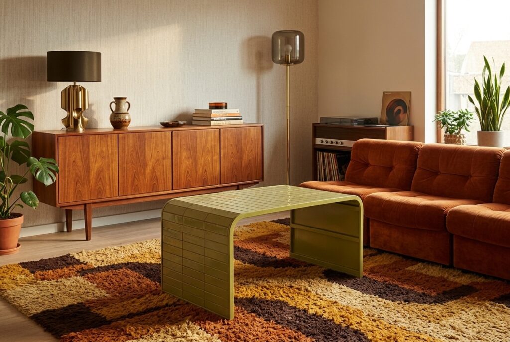 Zuiver salontafel Tiles in een retro interieur, woonkamer